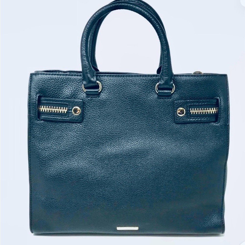 Rebecca Minkoff Geneva Grained Cowhide Dark Blue Leather Women's Bag - Picture 2 of 16